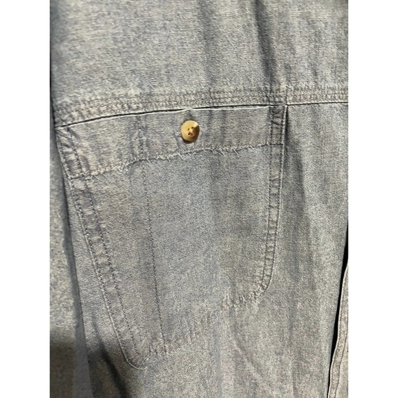 Redhead Brand Co Denim Jean Button Up Shirt Sz XL Short Sleeve Bass Embroidery - Picture 3 of 5